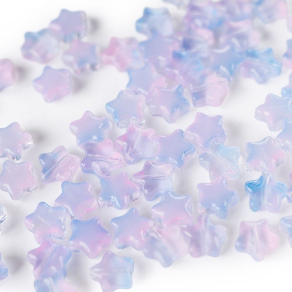 бусина "звездочка", стекло, цвет сиреневый прозрачный, 8x8.5x4 мм