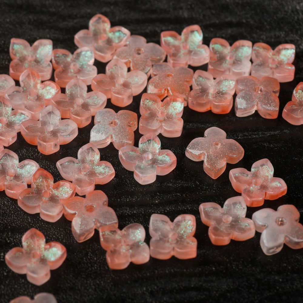 бусина "вероника", стекло, цвет персиковый, 10x10x3.5 мм