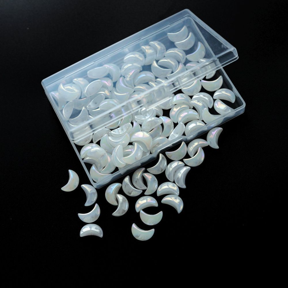 бусина "полумесяц", стекло, цвет белый перламутр, 9x14x6.5 мм