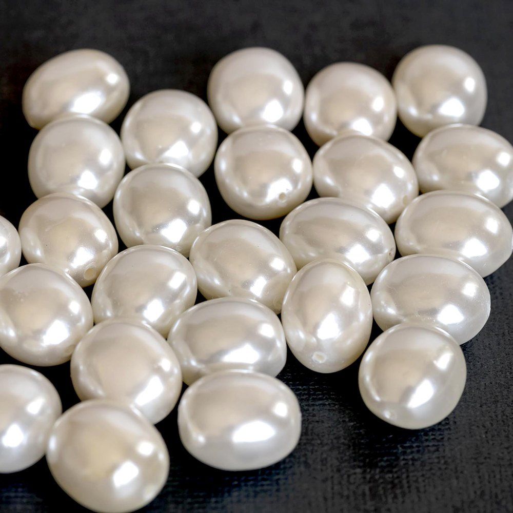 ракушечный жемчуг овальный, класс "а", цвет белый, 16x13 мм