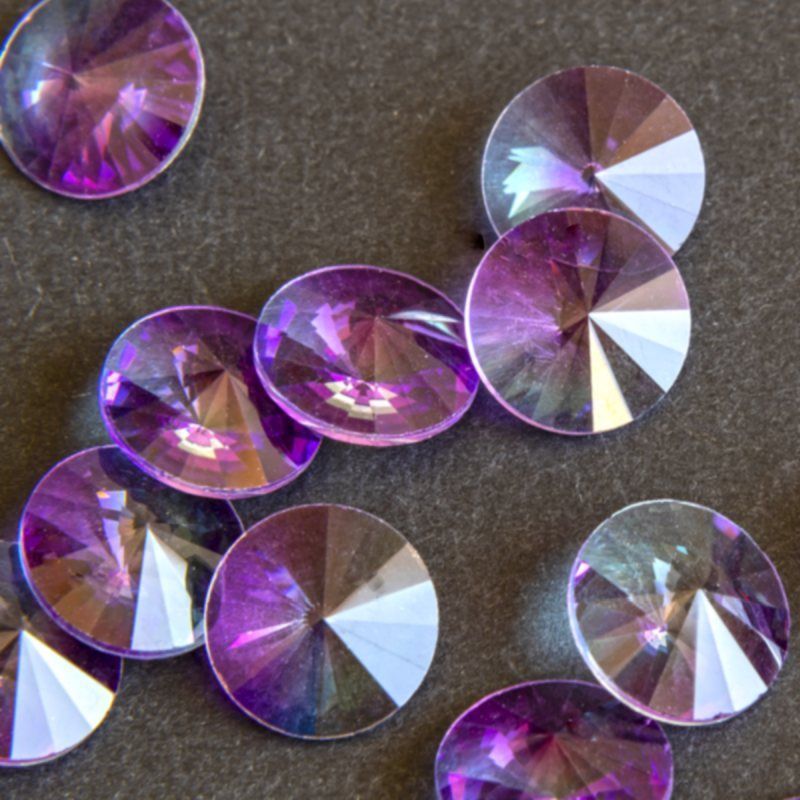 кабошон стекло риволи, цвет турмалин  розовый/мрачно-голубой, 14х7 мм