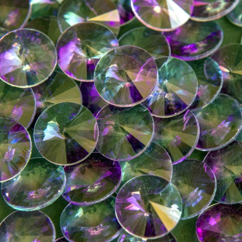 кабошон стекло риволи, цвет турмалин  розовый/мрачно-голубой, 14х7 мм