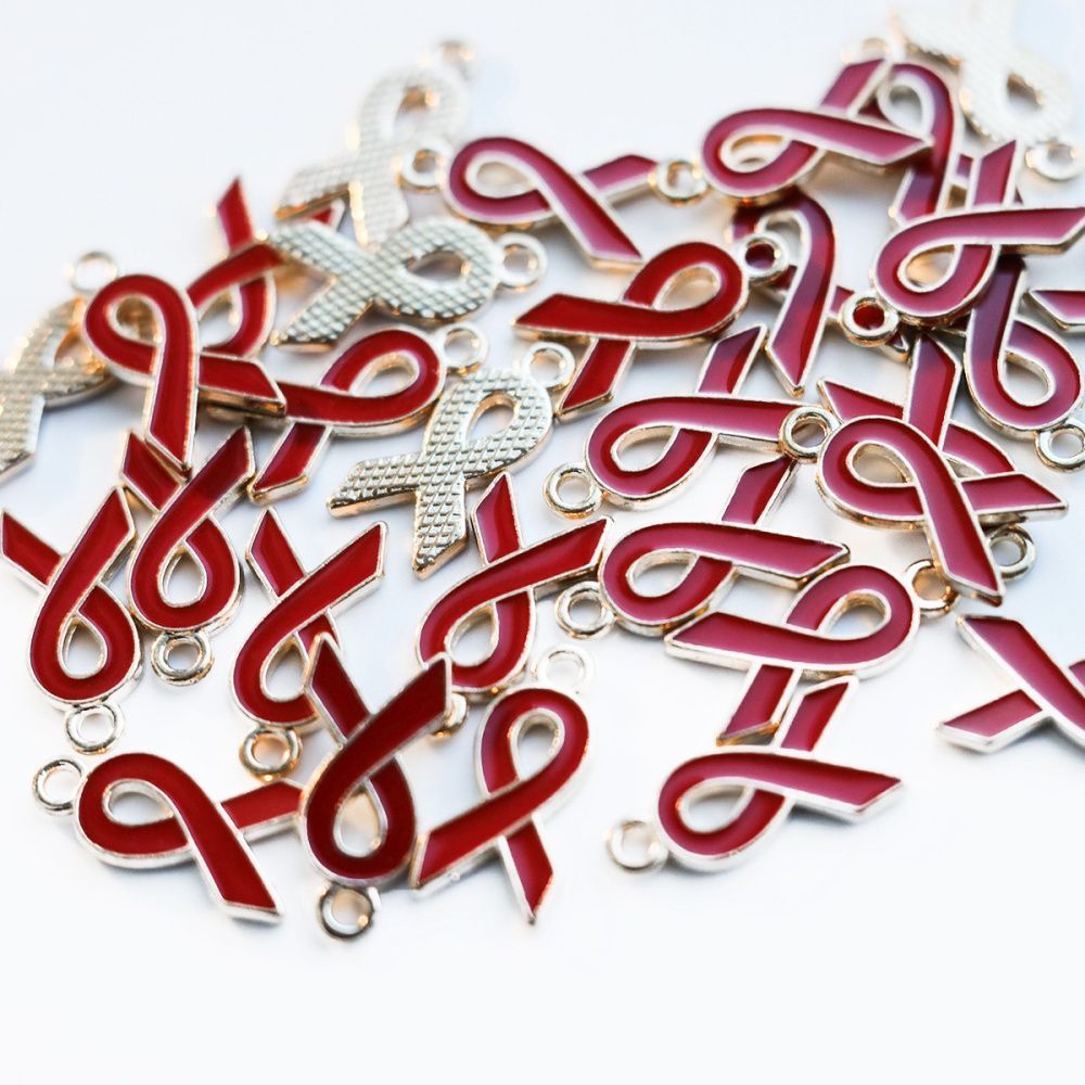 подвеска металлическая "ленточка", эмаль, цвет красный, 20x10x2 мм