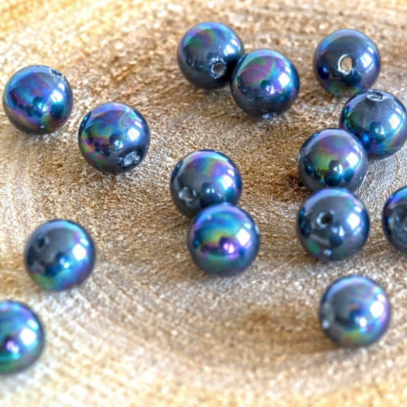 ракушечный жемчуг круглый, класс "а", цвет черный, 6 мм