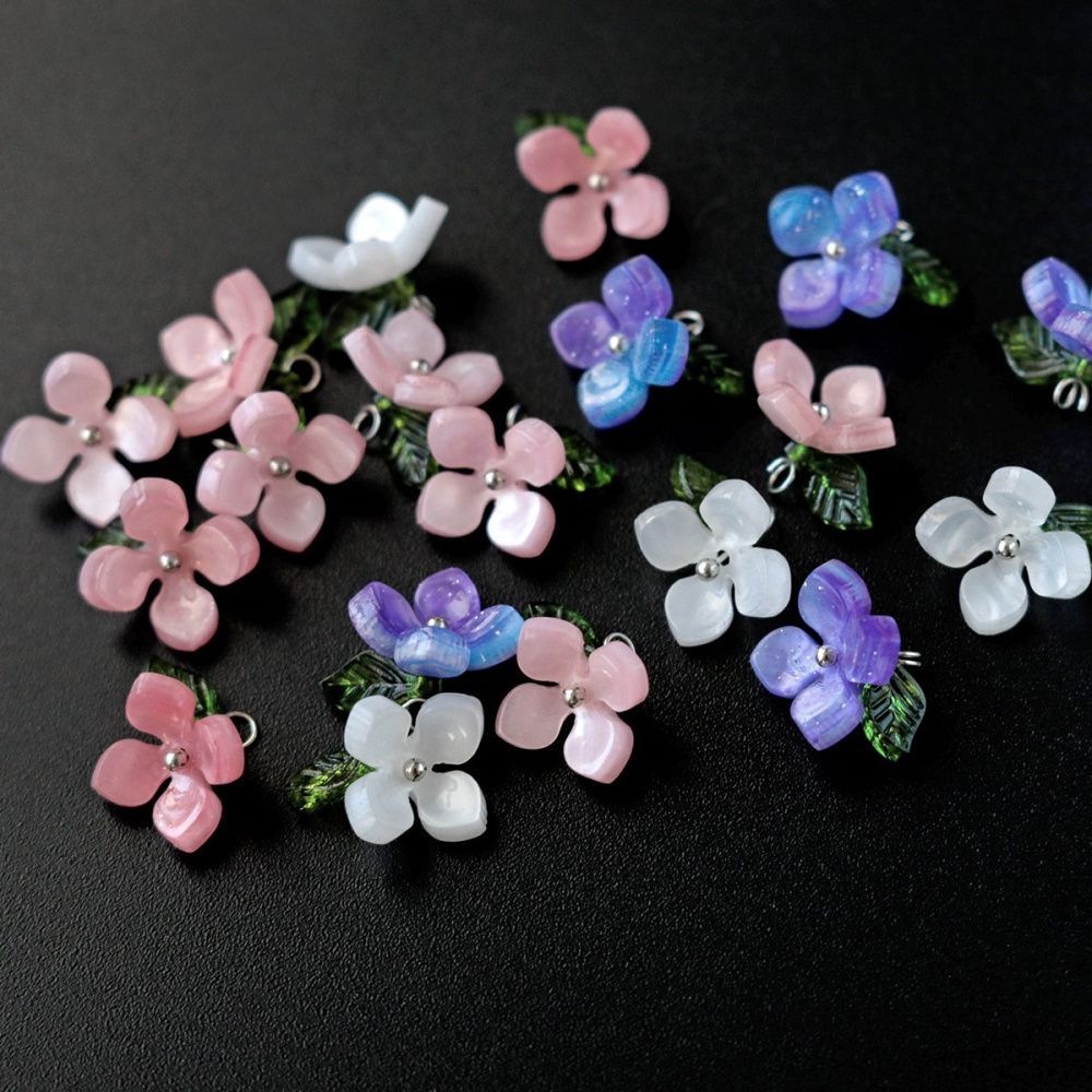 подвеска из бусин "сирень", смола/платина, цветовой микс, 8-10x13.5x13.5 мм