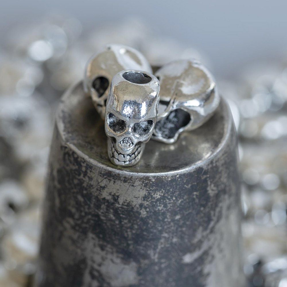 ес бусина металл "череп", цвет античное серебро, 12x9x7.5 мм