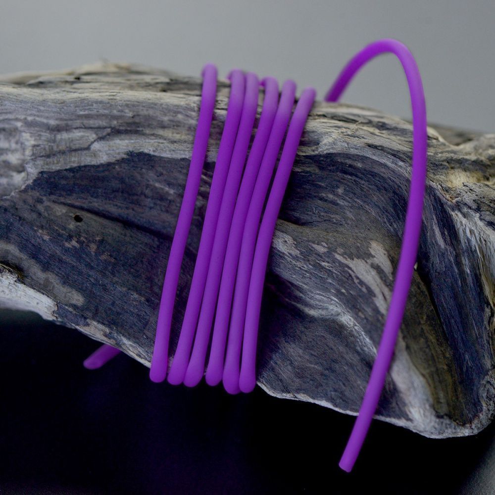 шнур резиновый, с отверстием, цвет сиреневый неон, 2 мм