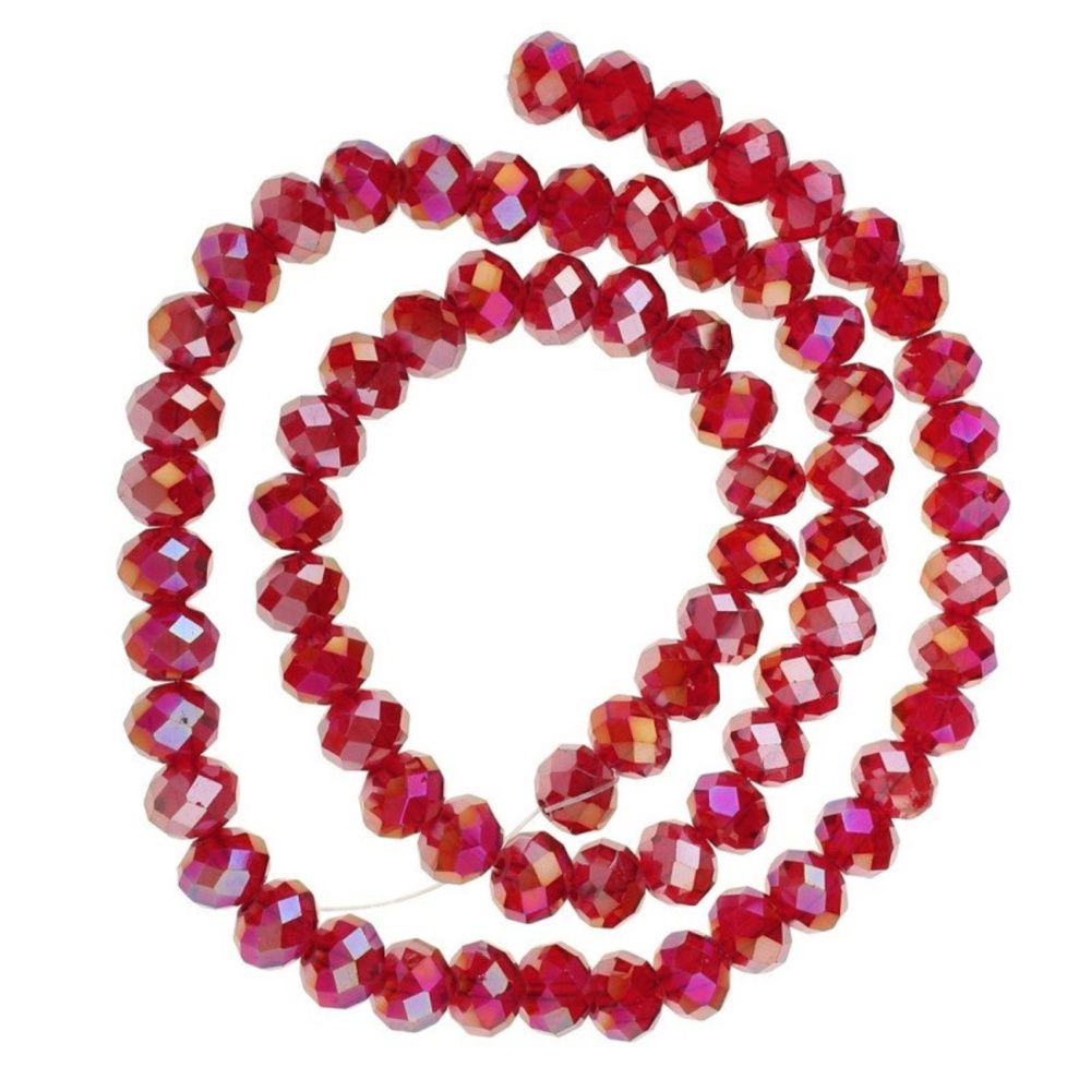 бусина, стекло абакус 4, граненая, цвет темно-красный, 4x3 мм (уп 50+/-10 шт)