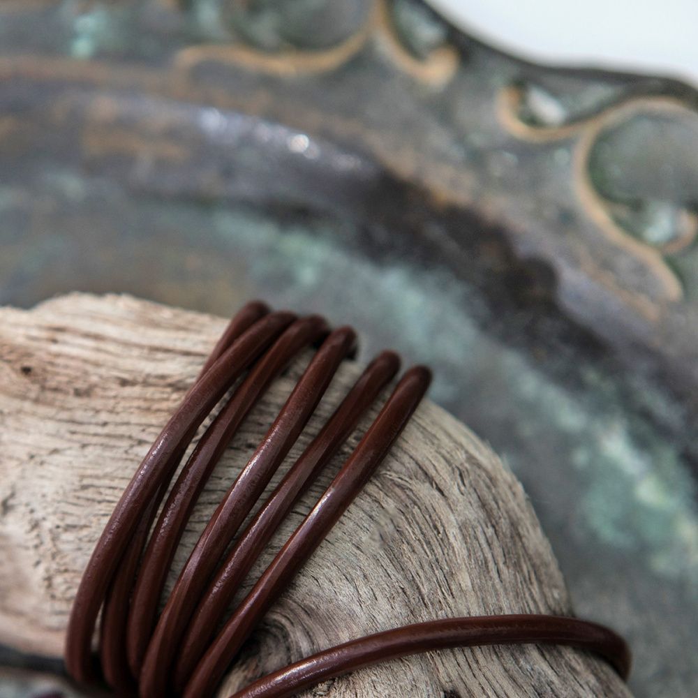 шнур кожаный, цвет шоколадный, диаметр 3 мм