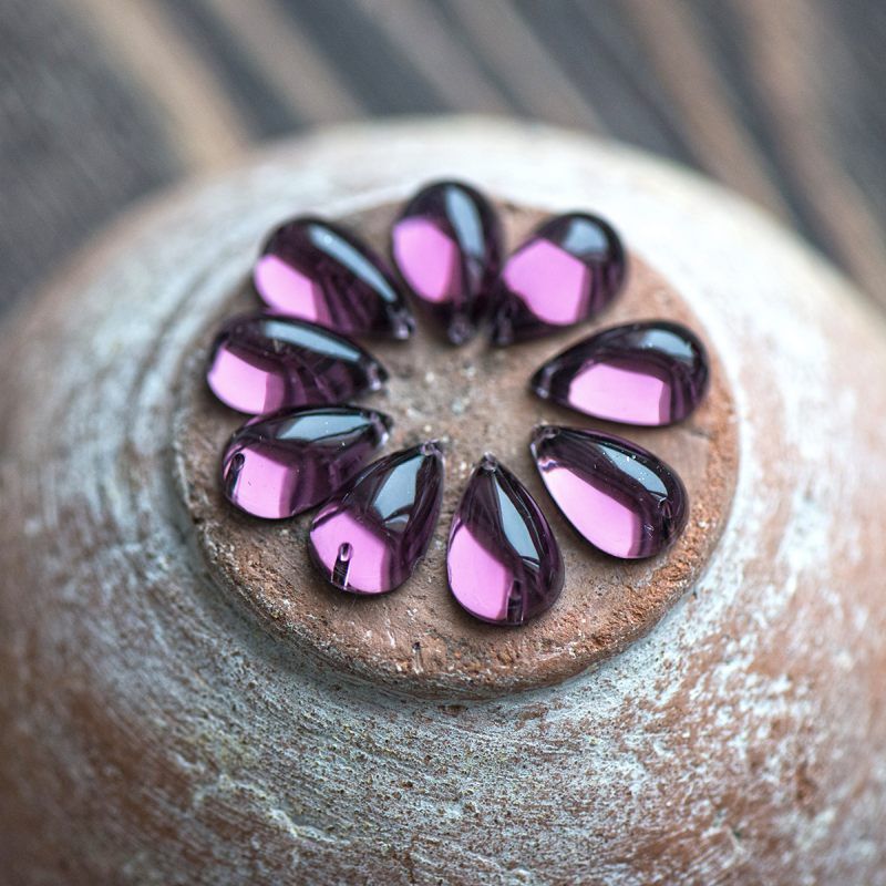 стразы пришивные "капля", акрил, цвет сиреневый темный, 15х9х6 мм