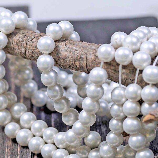 бусина, имитация жемчуга, стекло 10, цвет бело-пудровый, 10 мм