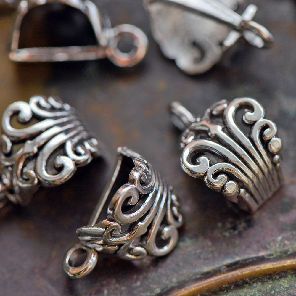 бейл "акант", цвет античное серебро, 17x10x10 мм