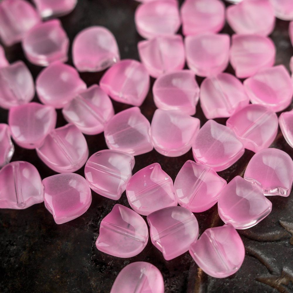 бусина "тюльпан", стекло, цвет розовый, 9 мм