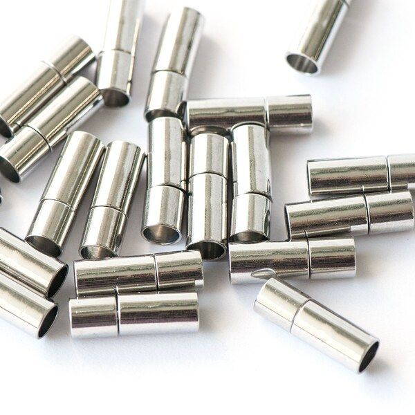 Замочки застежка "кассет", цвет платина, 18х6 мм, отверстие 5 мм