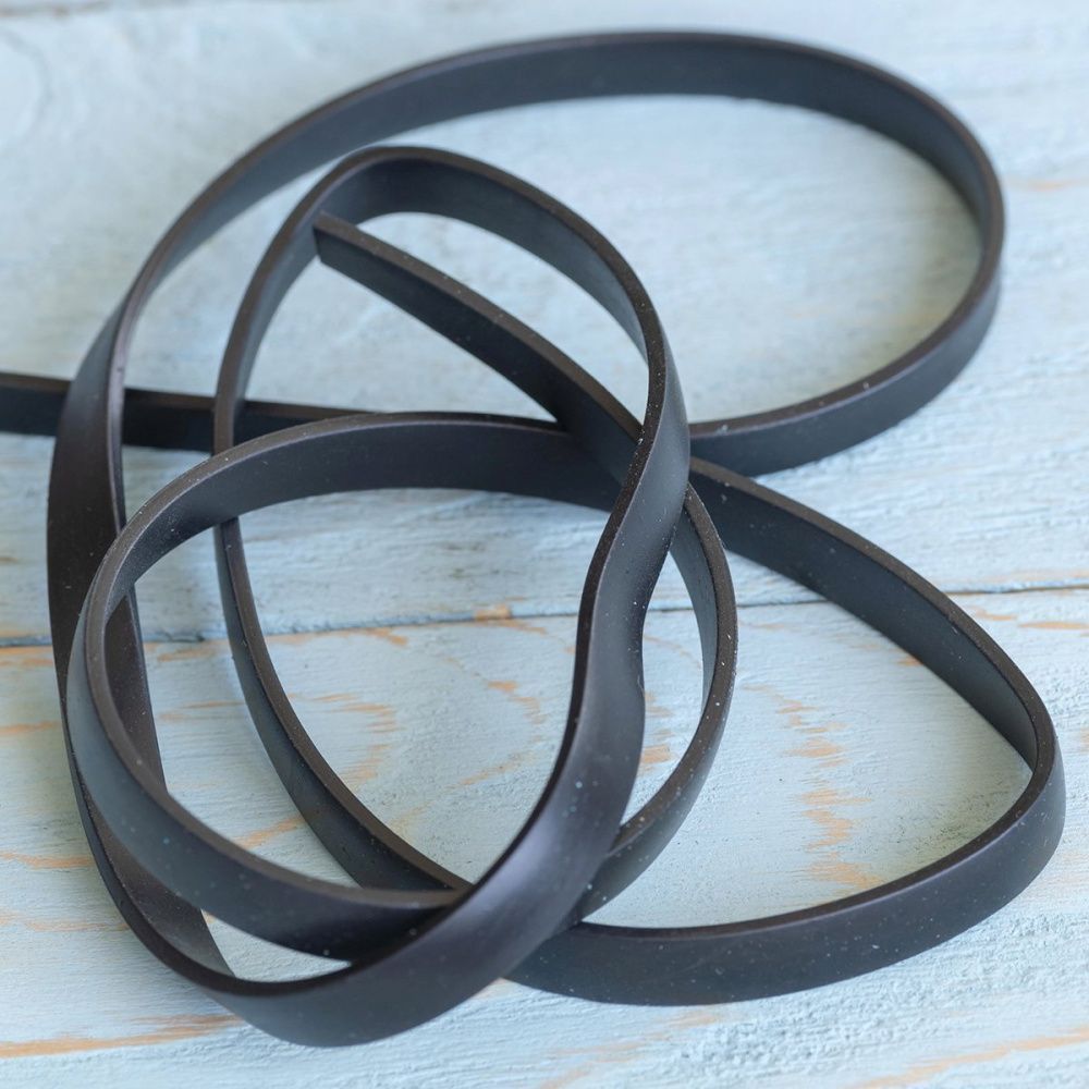 шнур резиновый, плоский, цвет черный, 8х2 мм