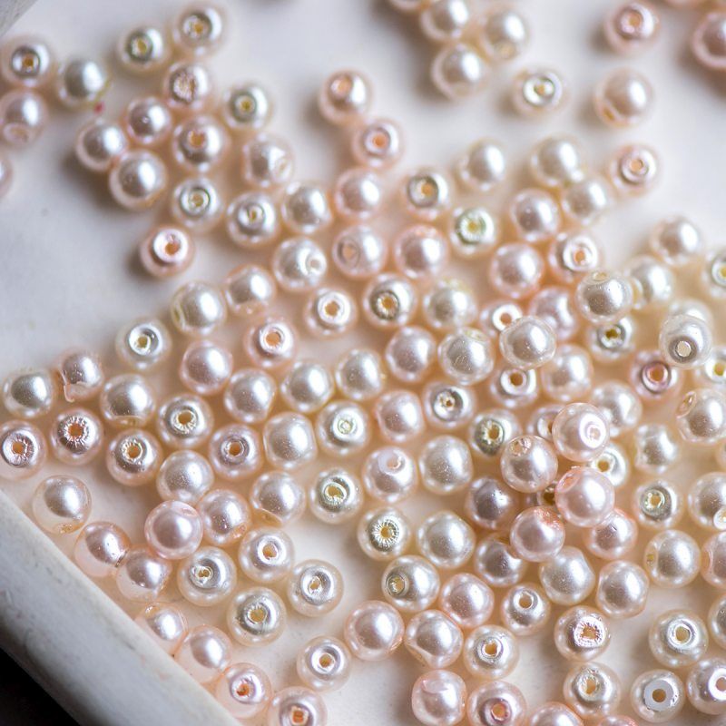 бусина, имитация жемчуга, стекло 4, цвет розовый микс, 4 мм (уп 50+/-5 шт)