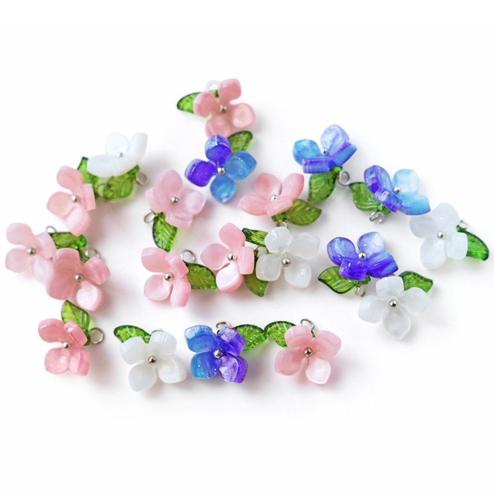 подвеска из бусин "сирень", смола/платина, цветовой микс, 8-10x13.5x13.5 мм