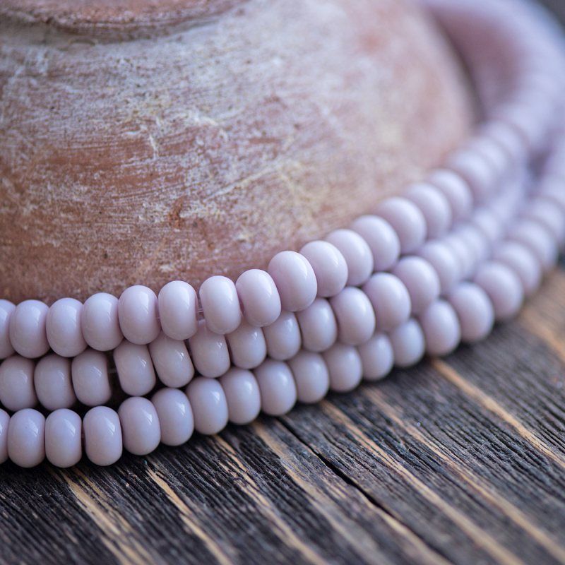 бусина, стекло, абакус, цвет светло-сиреневый, окрашена, 8х5 мм