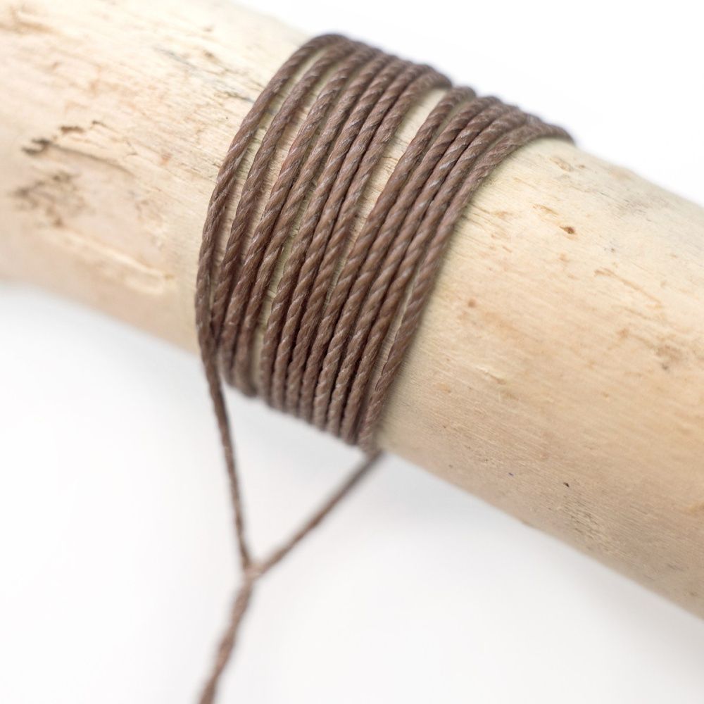 шнур витой из полиэстера, вощеный, цвет коричневый, 1 мм