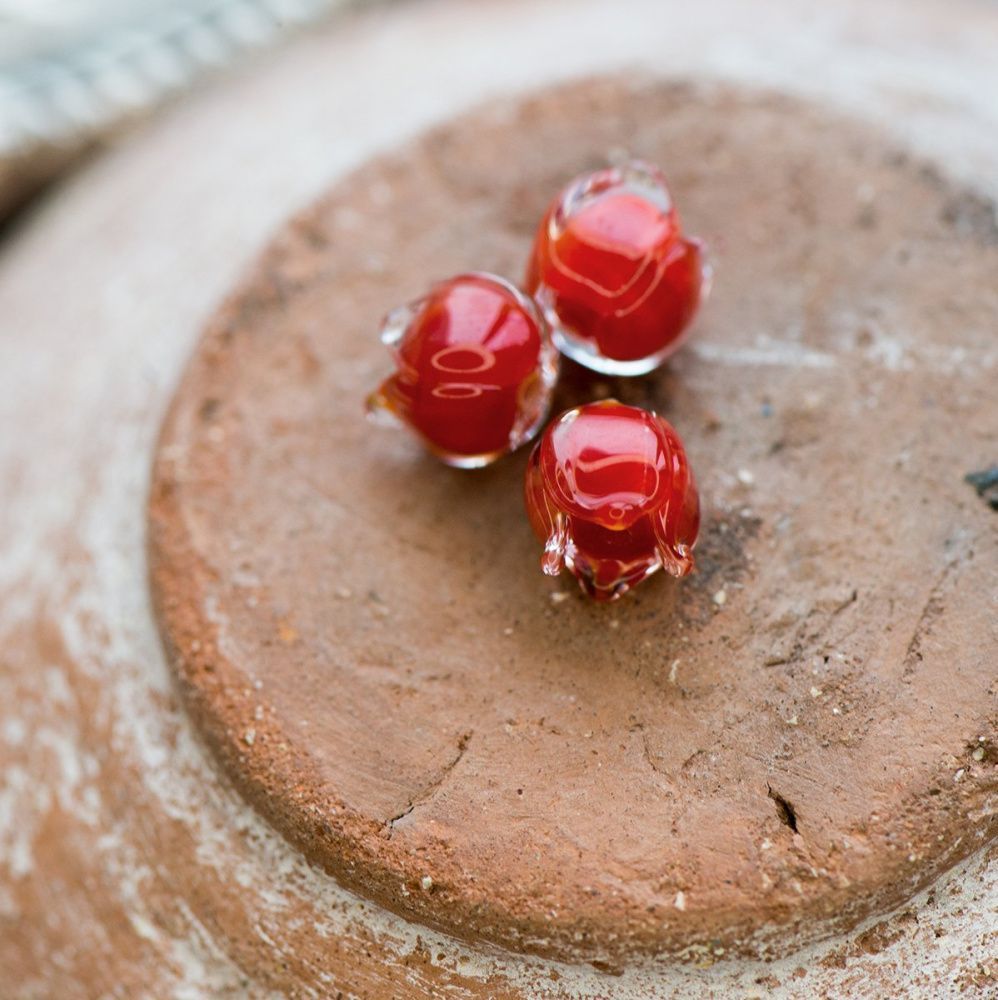 бусина, мурано "ландыш", красный, 7х7 мм