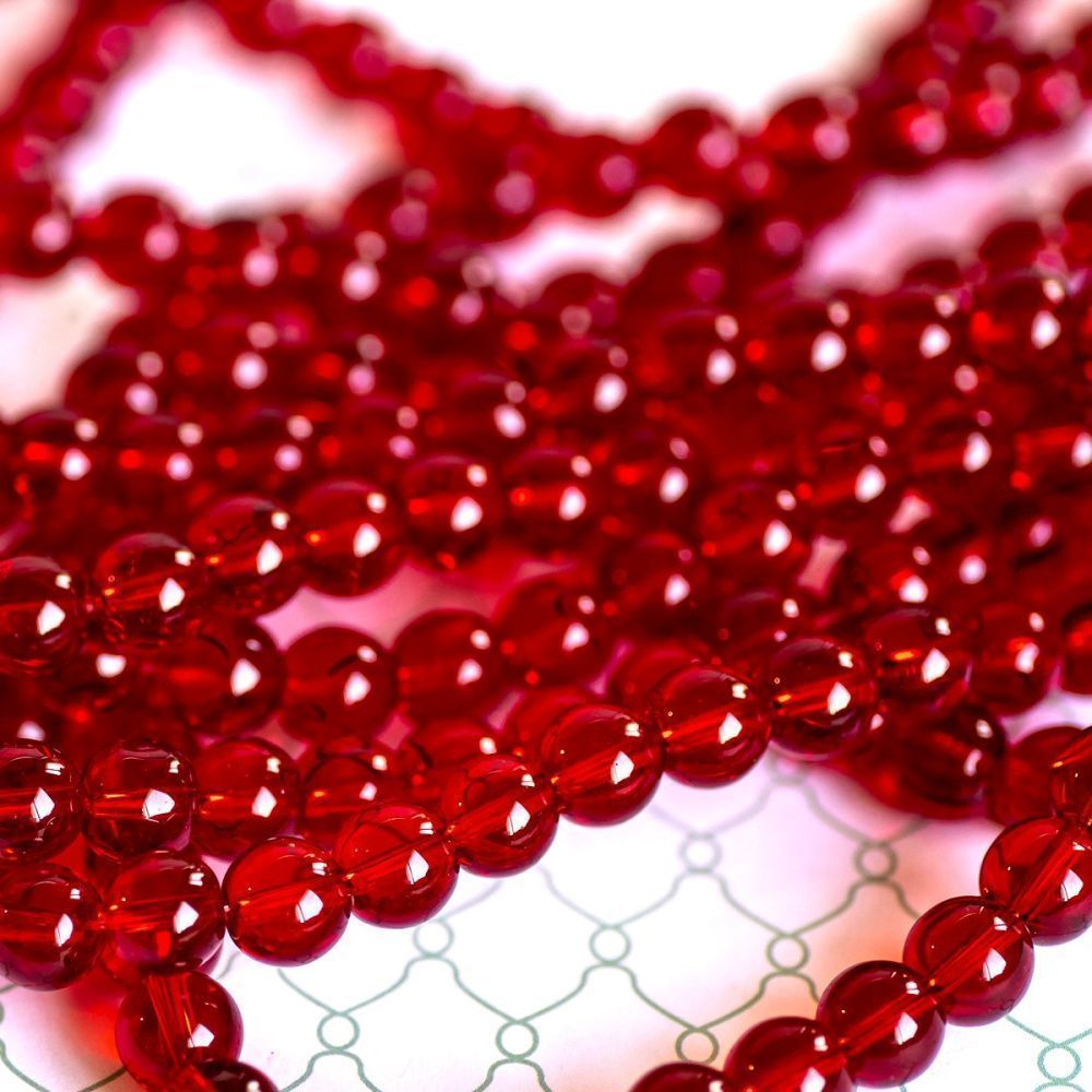 бусина, стекло 10, цвет красный, 10 мм