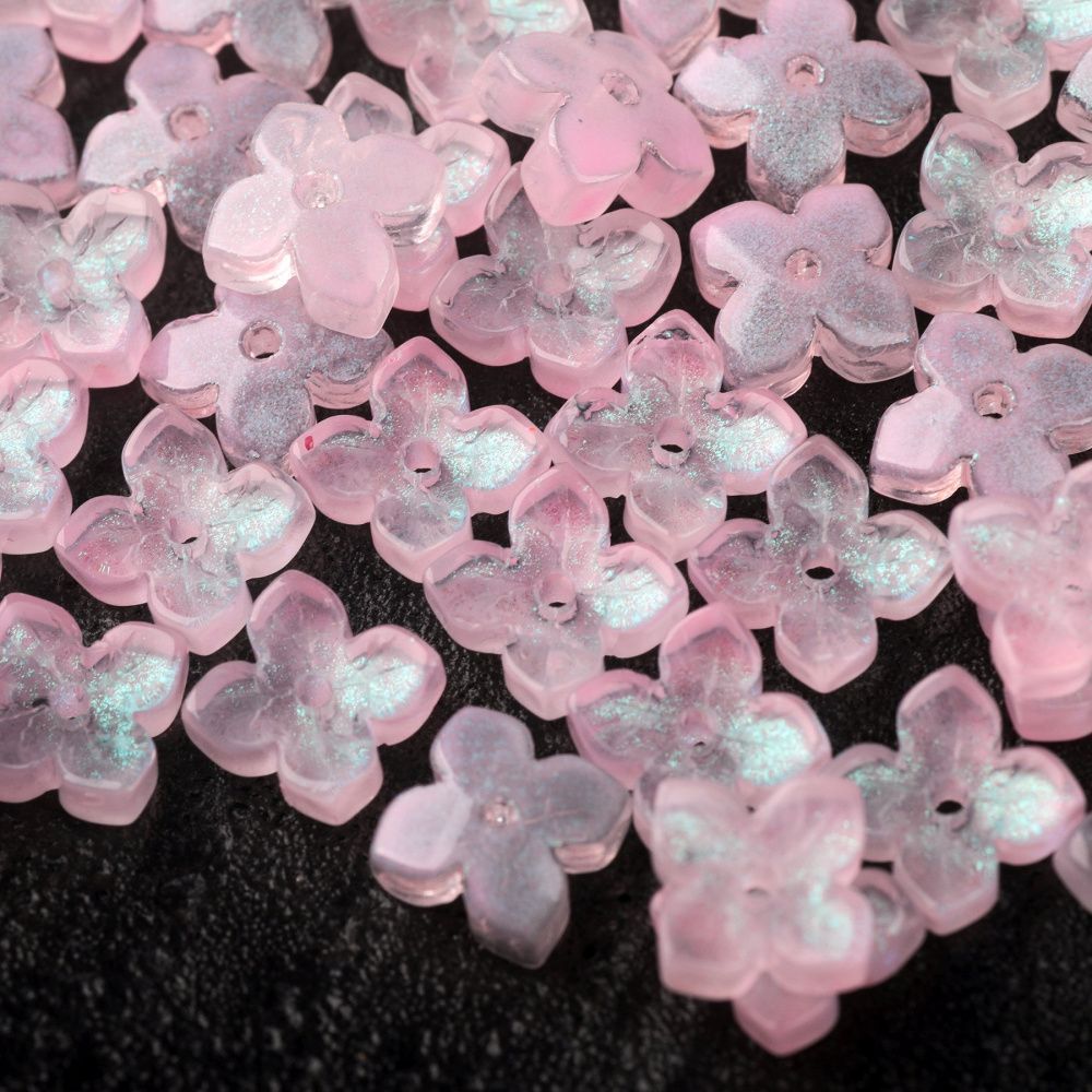 бусина "вероника", стекло, цвет св.розовый, 10x10x3.5 мм