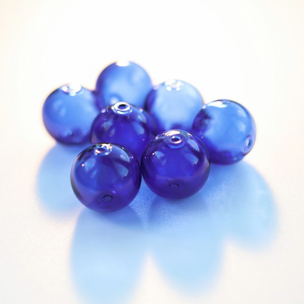 бусина, лэмпворк "шар", синий, 14 мм
