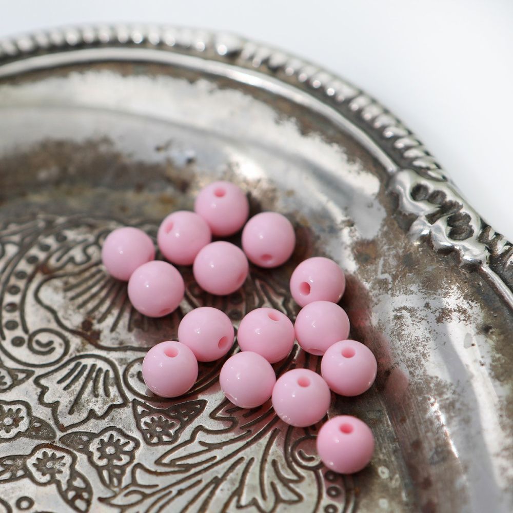 бусина, акрил 8, цвет розовый светлый, 8 мм