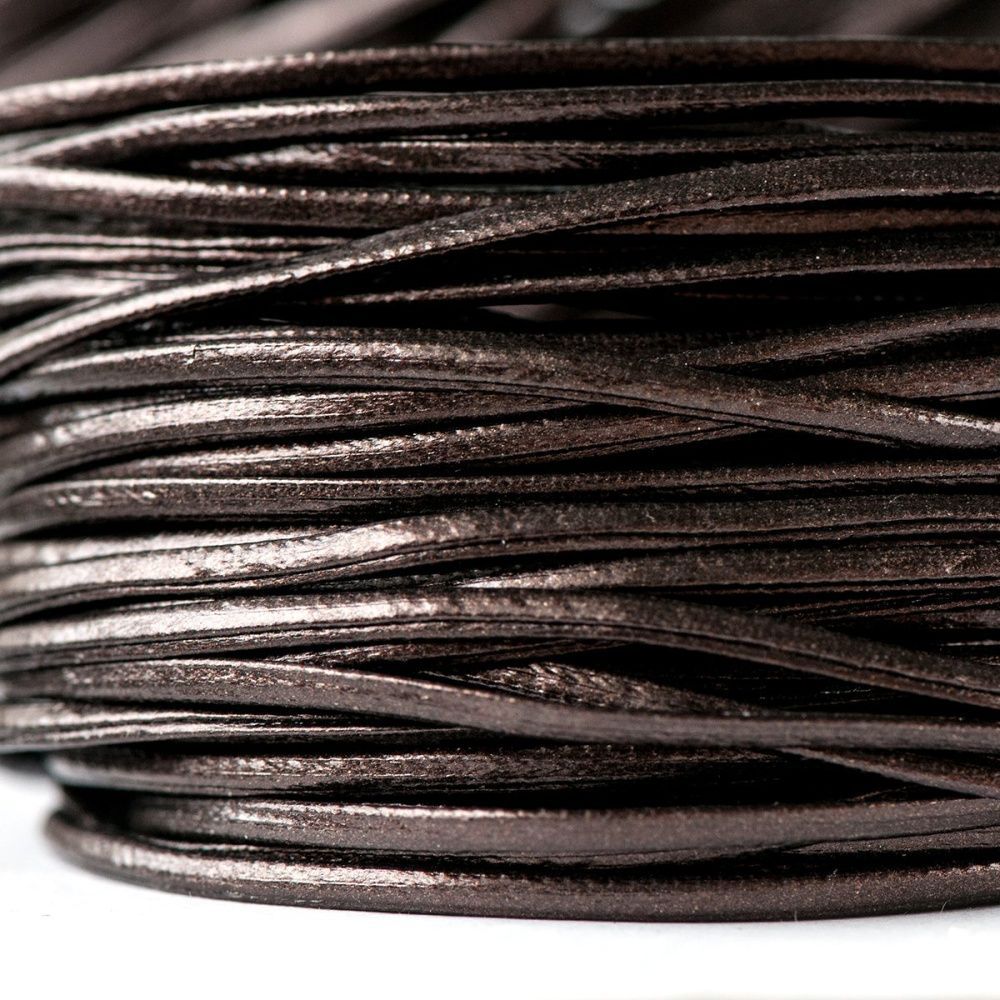 шнур, имитация кожи, плоский, цвет коричневый, 2х1 мм