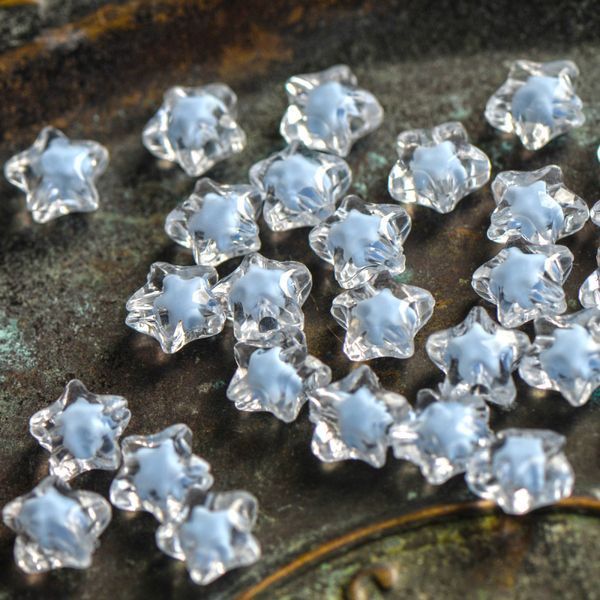 бусина, акрил "звездочка", цвет прозрачный/голубой, 10.5x11x7 мм