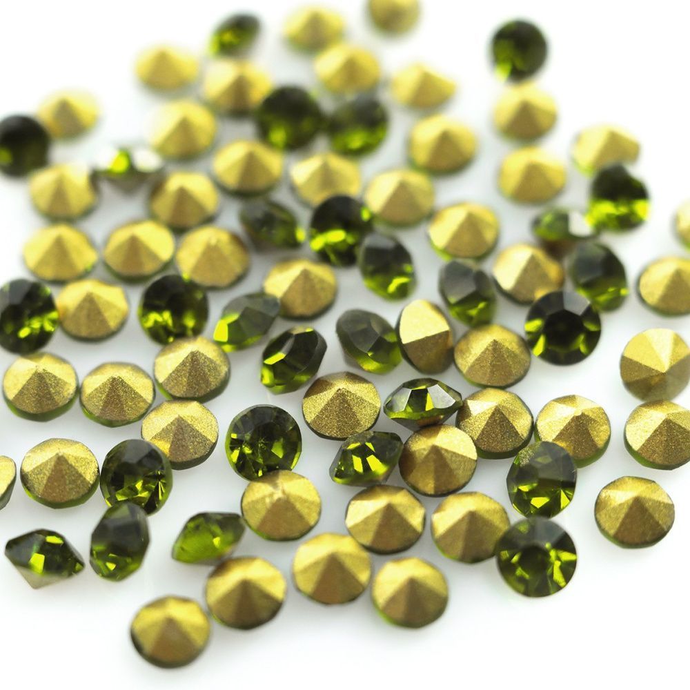 стразы горный хрусталь, цвет оливковый, 3.6 мм (уп 10 шт)