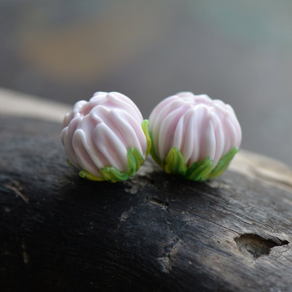 бусина, мурано "клевер", розовый, 22х15 мм