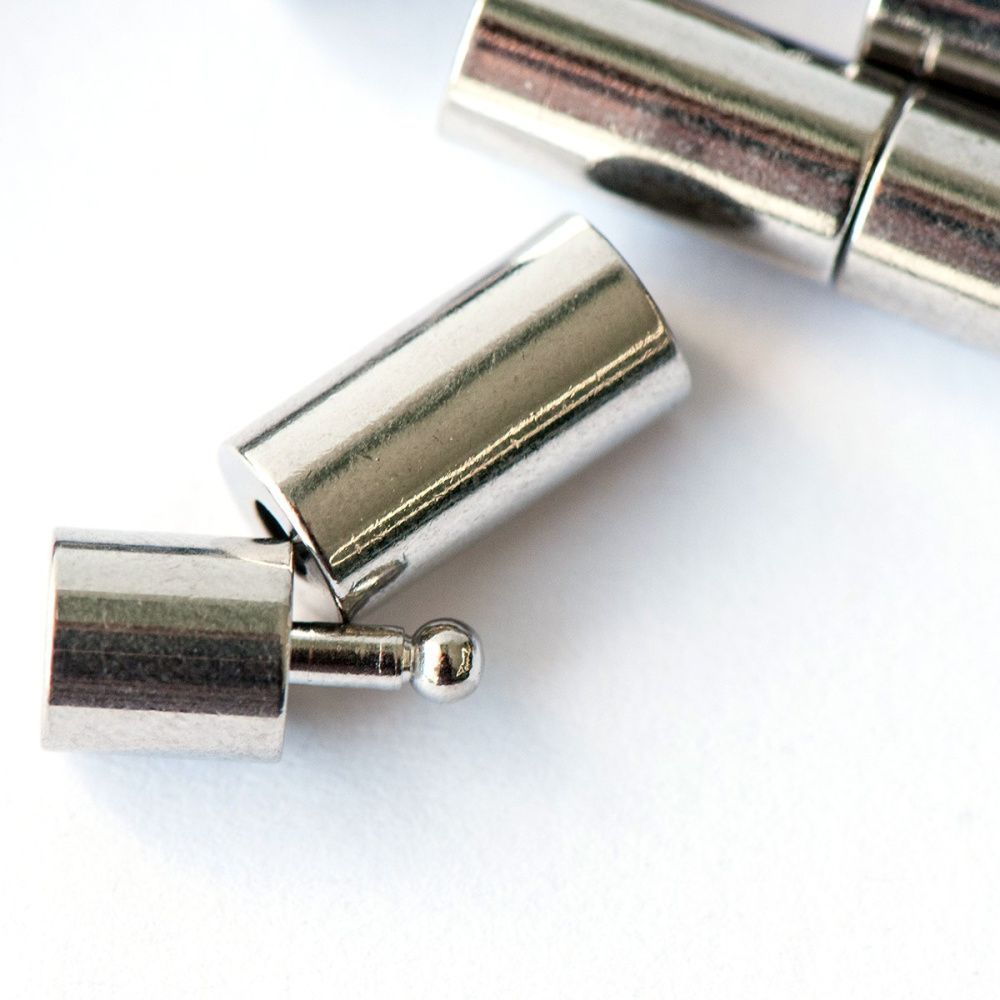 Замочки застежка "кассет", цвет платина, 18х6 мм, отверстие 5 мм