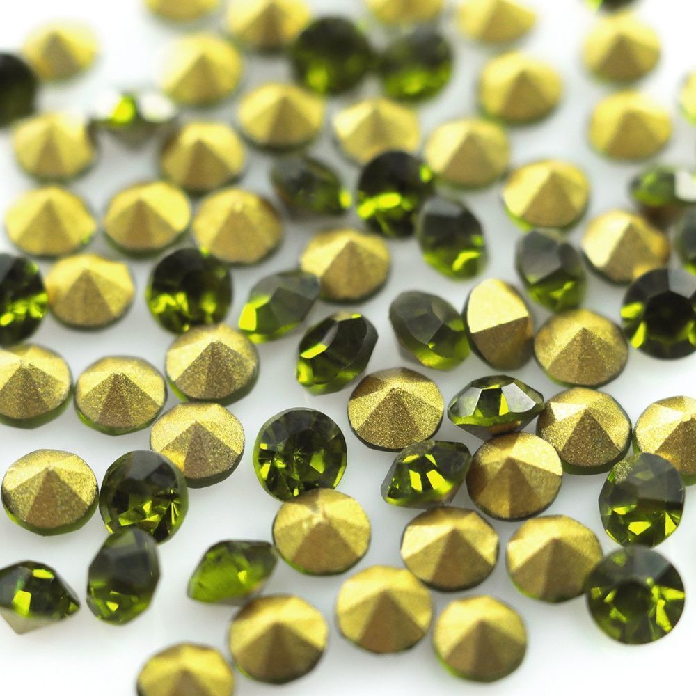 стразы горный хрусталь, цвет оливковый, 3.6 мм (уп 10 шт)