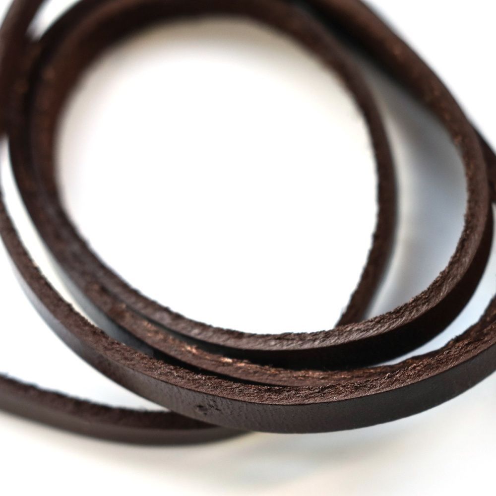 шнур кожаный, плоский, цвет коричневый, 6х2.5 мм