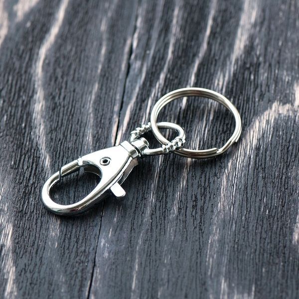 карабин, цвет платина, для брелоков, с кольцом, 75х29 мм