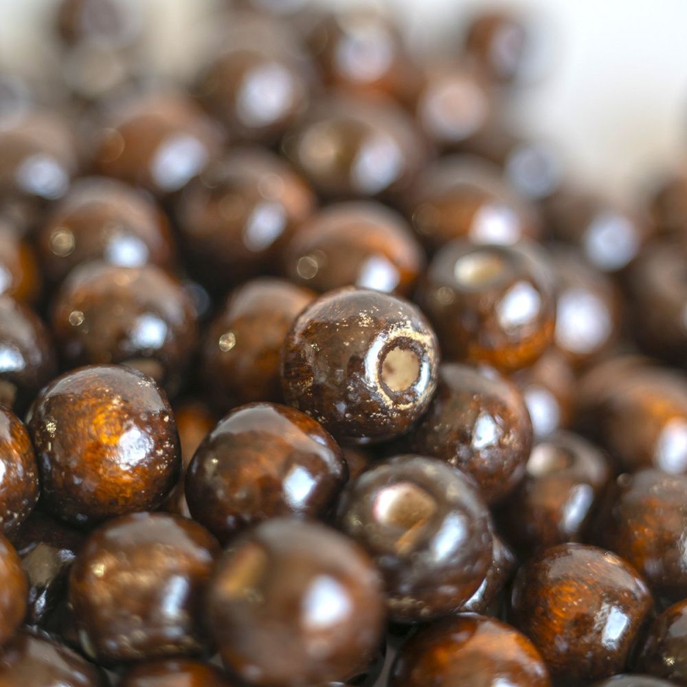 бусина дерево 12, цвет кофе, 12х10.5 мм