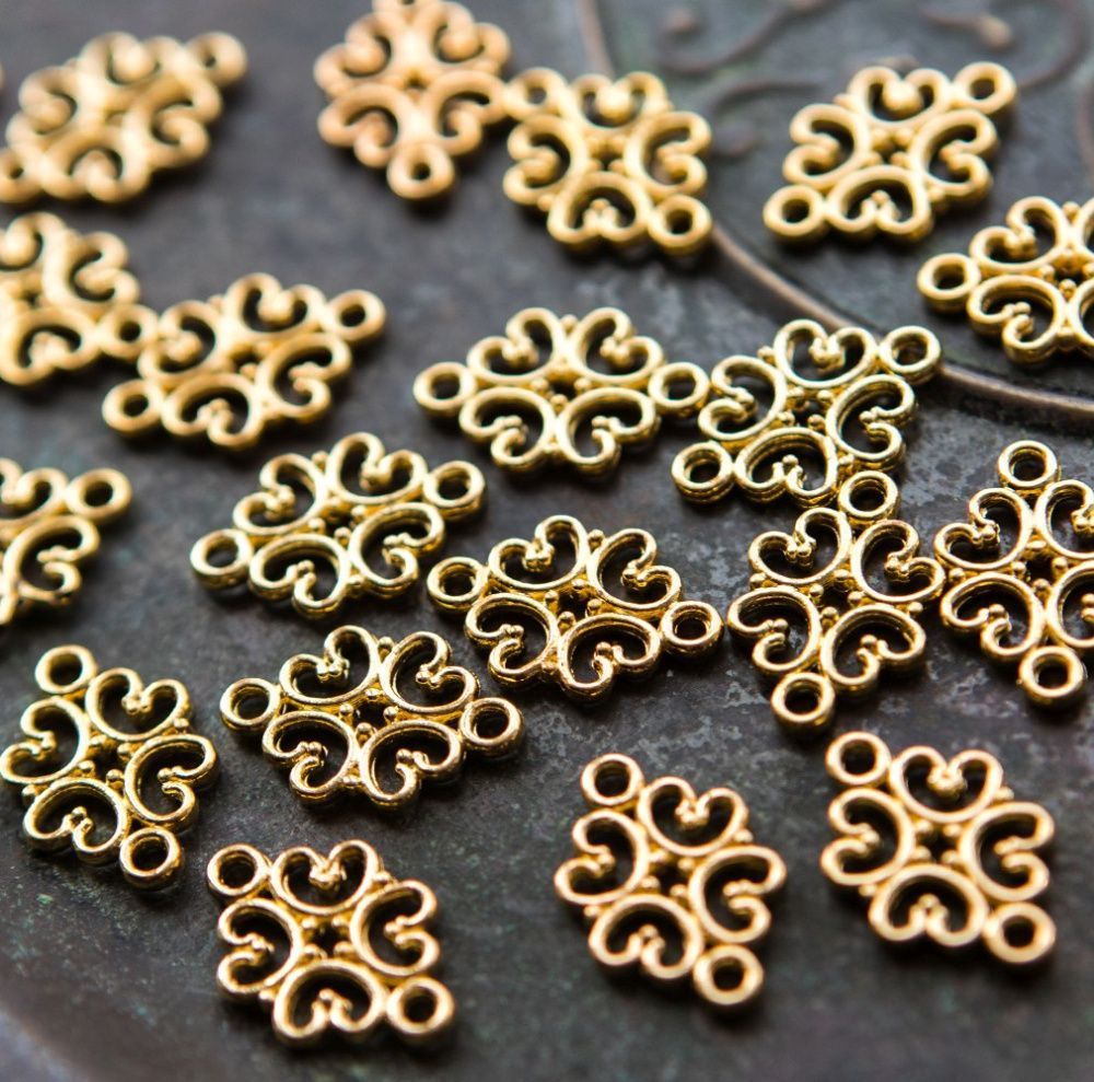 коннектор "кризанта", цвет золото, 18x13x1 мм