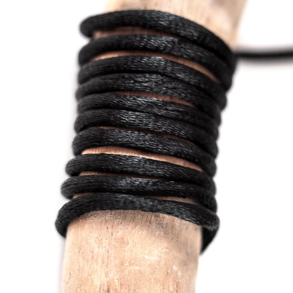 шнур атласный, цвет черный, 2 мм, мот 20 м