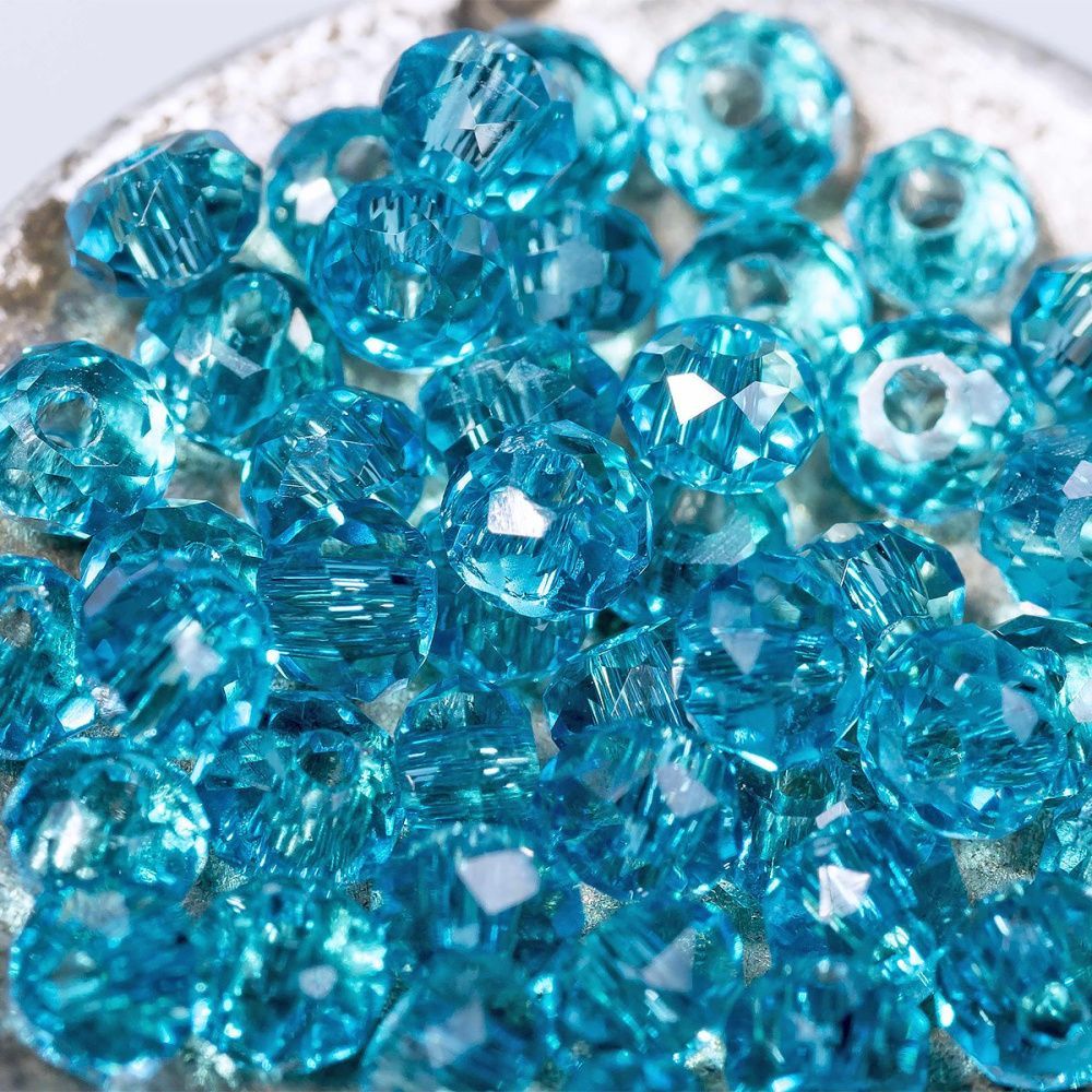 бусина, стекло абакус 2,5, граненая, цвет бирюзовый,  2.5x2 мм (уп 85+/-10 шт)