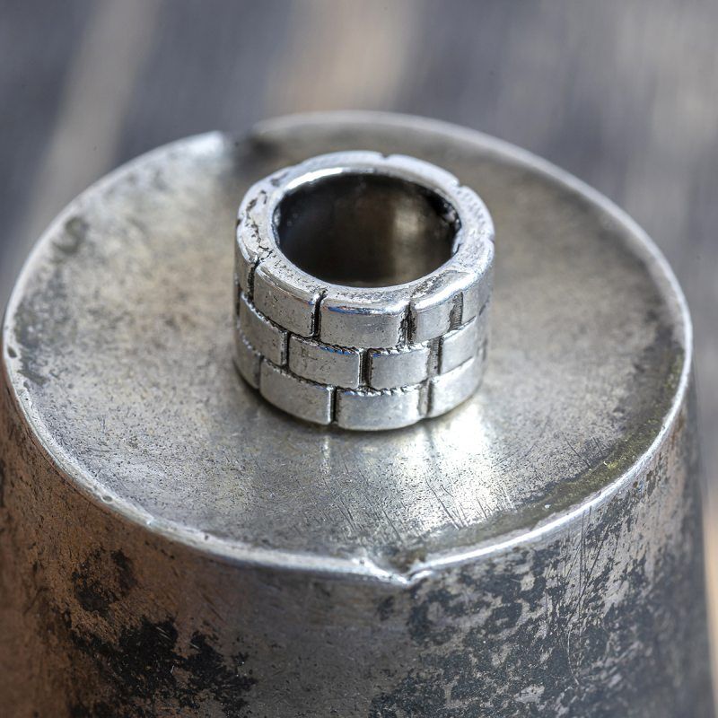 ес бусина металл "брусчатка", цвет античное серебро, 9x9x6 мм