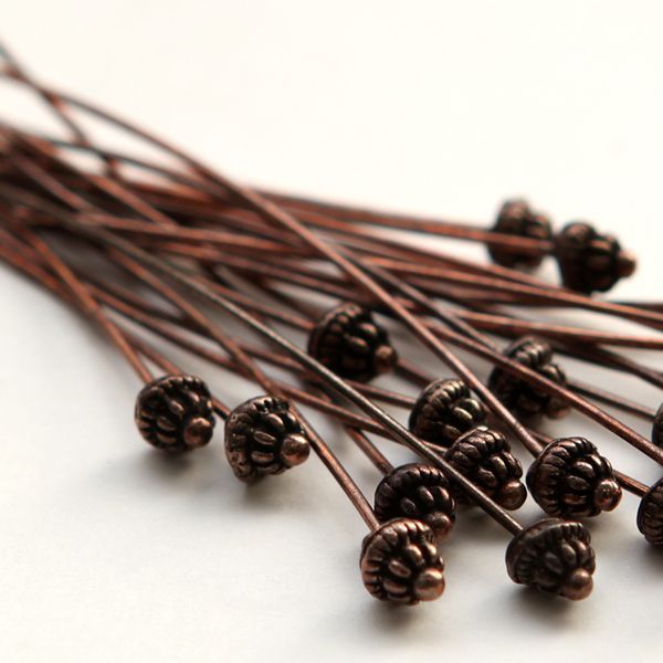 пины с фигурной головкой, цвет красная медь, 61х0.8 мм