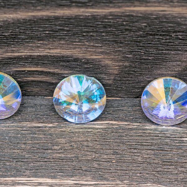 кабошон стекло риволи, цвет радужный, 12 мм