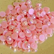 Кабошон-полубусина акриловый "Жемчуг", розовый перламутровый, 6 мм (уп 50+/-5 шт)