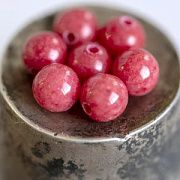 Бусина имитация нефрита 6, цвет темно-красный, колорир., 6 мм (стренд 18 шт.)