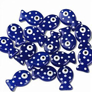Бусина, Лэмпворк "Рыбка", стекло/эмаль, цвет синий, 19.5x12.5x6-6.5 мм
