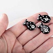 Бусина, Лэмпворк "Рыбка", стекло/эмаль, цвет чёрный, 19.5x12.5x6-6.5 мм