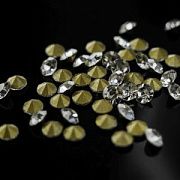 Стразы ювелирные, конические, стекло, цвет Crystal, 3.8 мм