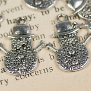 Подвеска металлическая "Снеговичок", цвет античное серебро, 20х15х1,5 мм