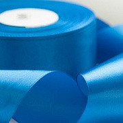 Лента, атлас, цвет голубой яркий, ширина 50 мм